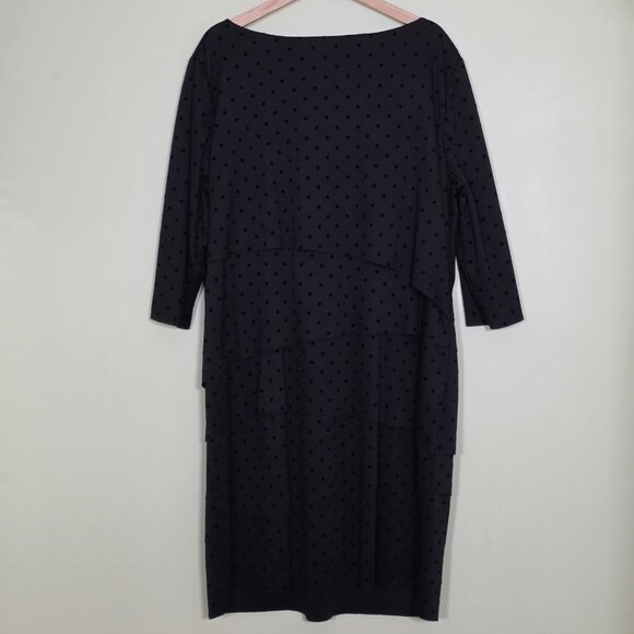 Tahari Arthur S. Levine Dress Womens 18W Black Polka Dots Layered Tiered Mature - Picture 16 of 16